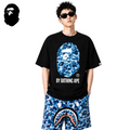 BAPE Blue ABC Camo Ape Head Men's T-Shirt - Black