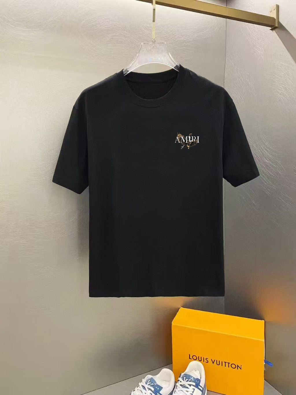 Amiri Eagle Logo Chest Graphic Crew‑Neck Short‑Sleeve T‑Shirt
