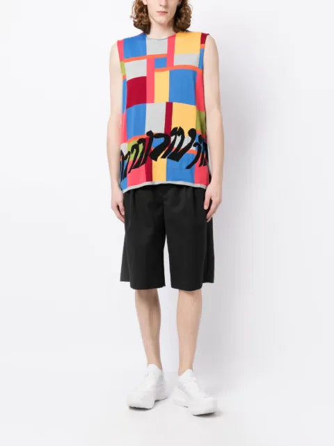 Comme des Garçons Homme Plus geometric-print sleeveless top