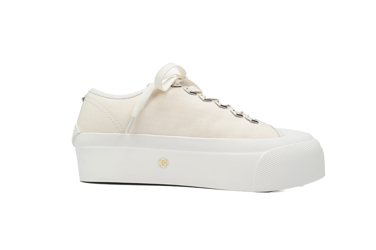 Jimmy Choo Palma Maxi White Canvas Platform Trainers Womens RSNOW