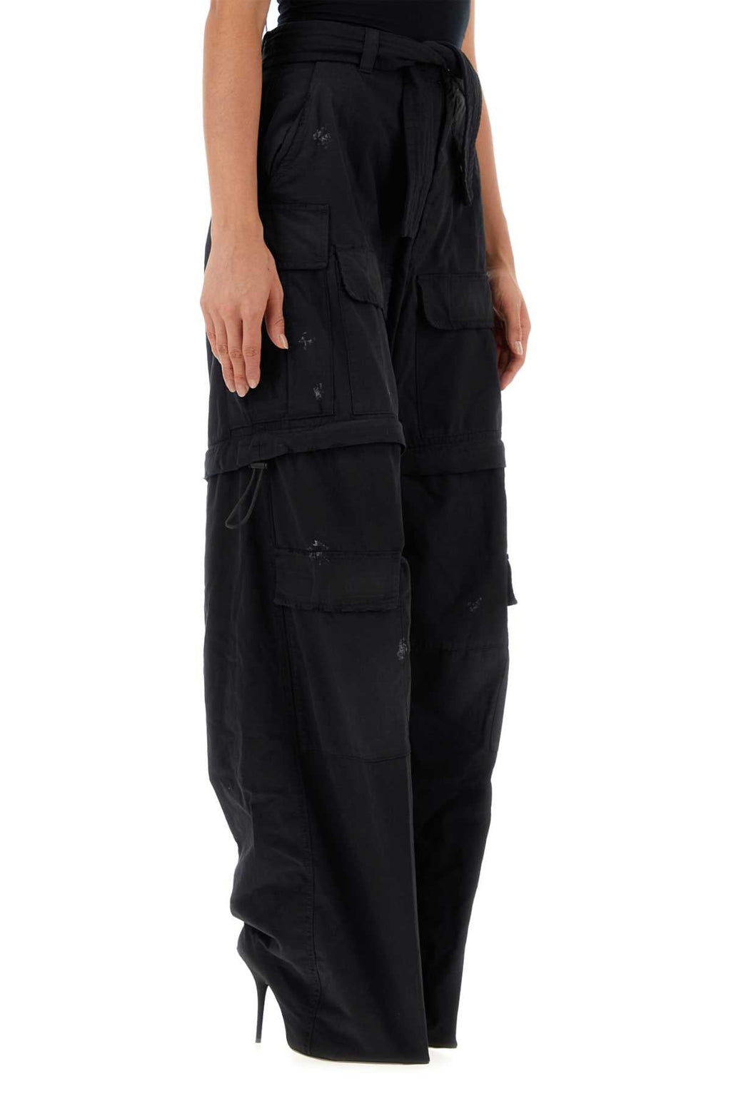 Balenciaga Women Black Cotton Knife Cargo Pantaboots