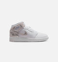 Air Jordan 1 Mid SE Grade School Lifestyle Shoes - White / Field Silver