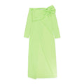 OFF THE SHOULDER W ONE STRAP LIME GREEN MAXI DRESS