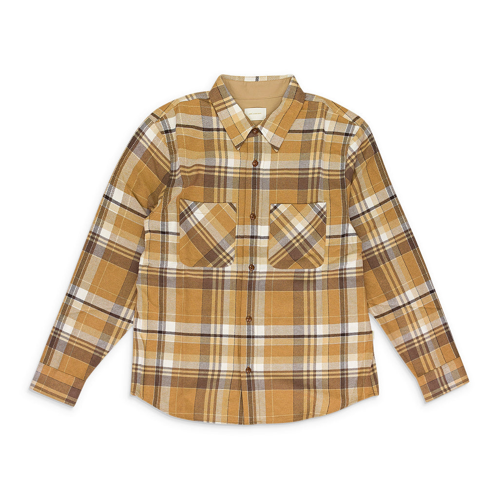 BROWN PLAID COTTON BUTTON-DOWN SHIRT