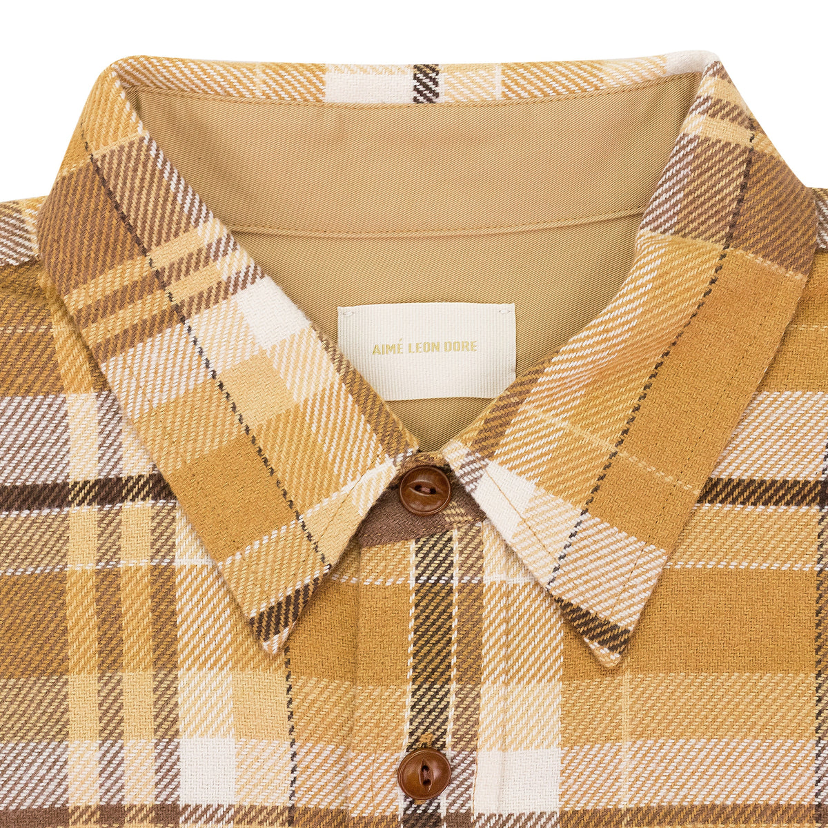 BROWN PLAID COTTON BUTTON-DOWN SHIRT