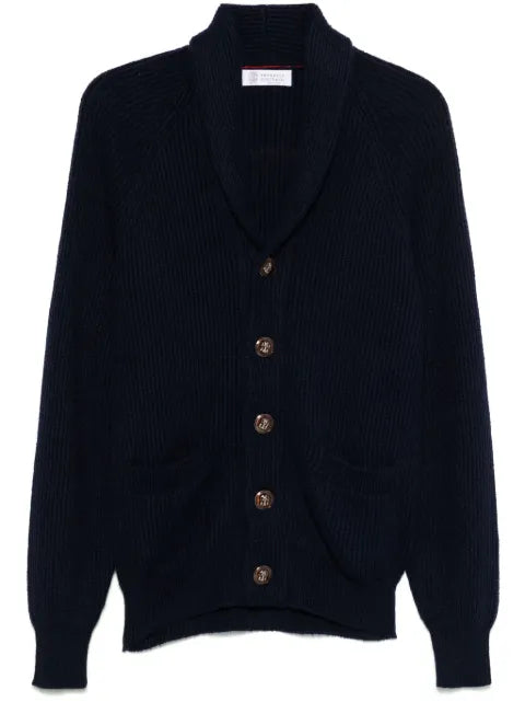 Brunello Cucinelli Malfilé cotton English Rib cardigan with raglan sleeves