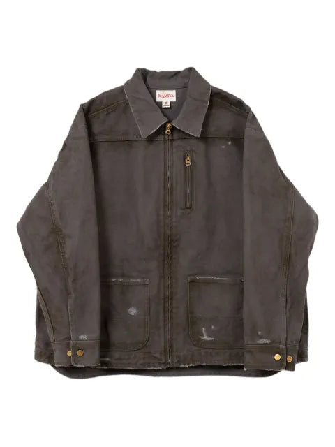 KAMIYA  distressed pocketed denim jacket