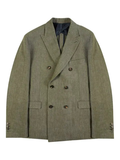 slowear double-breasted linen blazer