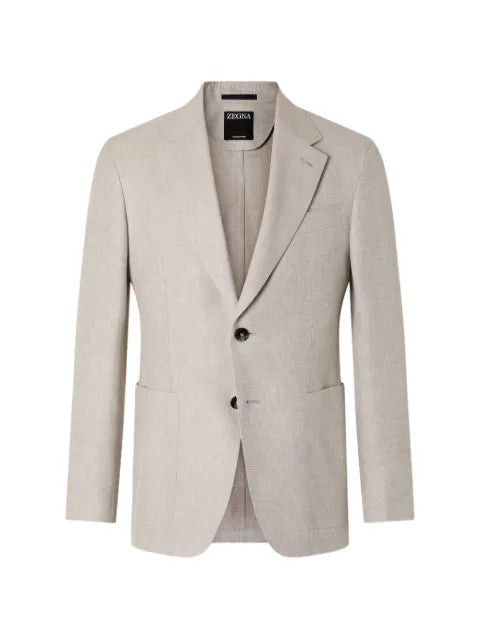 Zegna light beige coat in wool, linen and silk crossover style
