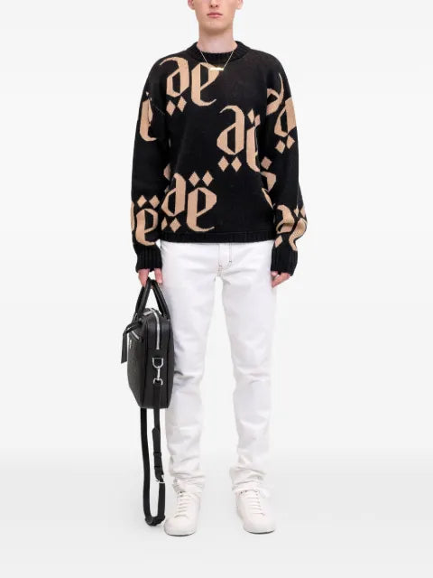 PLACE OF ËLMS monolink-jacquard crew-neck sweater