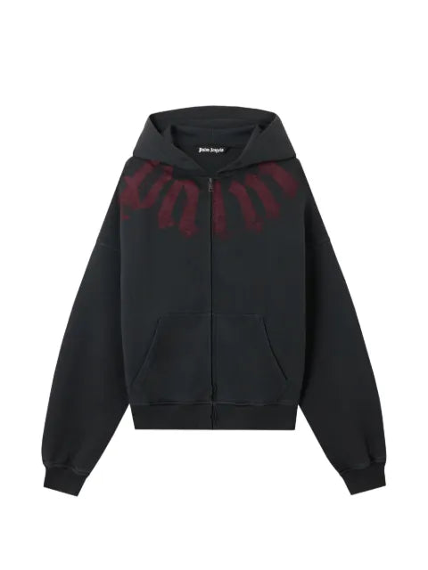 Palm Angels big neck logo zip hoodie