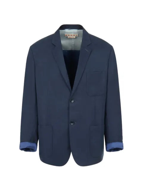 Marni deep blue satin single-breasted jacket