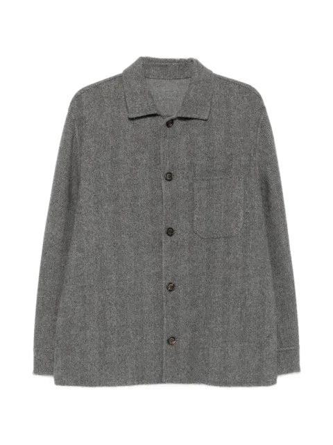 Eleventy herringbone-pattern button-up overshirt