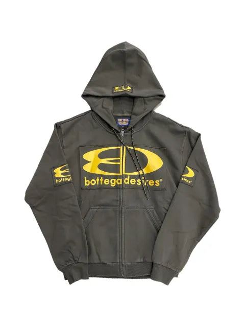 Bottega Desires logo-print zip-up hoodie