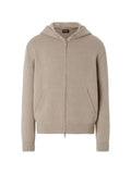 Zegna light taupe mélange cashmere and cotton full-zip hoodie