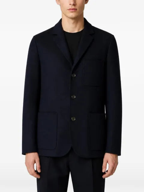 RETORI embroidered-elbow single-breasted wool blazer