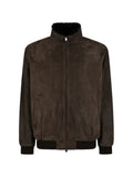 Canali high-neck suede jacket