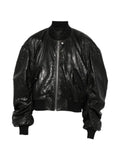Rick Owens crinkled-leather bomber jacket