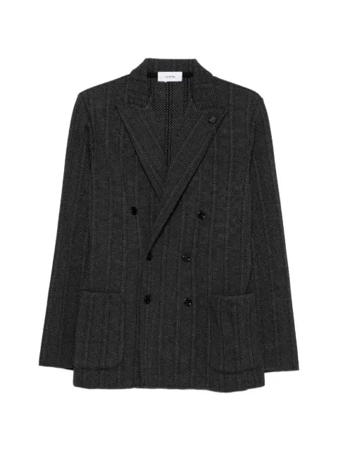 Lardini herringbone double-breasted jacket