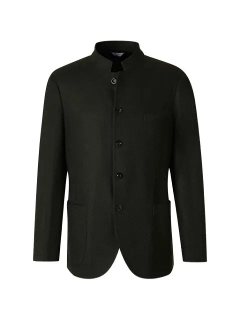 Boglioli herringbone-pattern mandarin-collar blazer