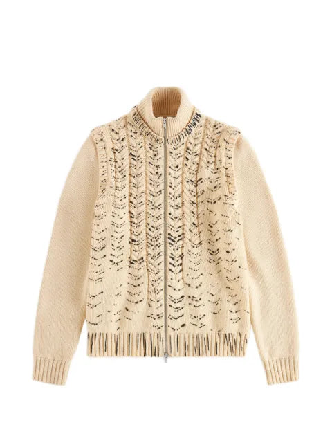 Maison Margiela ink-print zipped cardigan