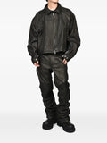 FILTH zip-up panelled leather biker jacket