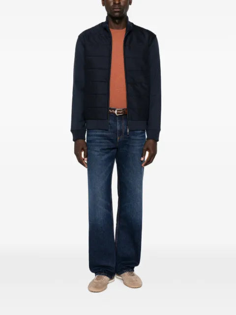 Fay quilted-panel zip-up sweater