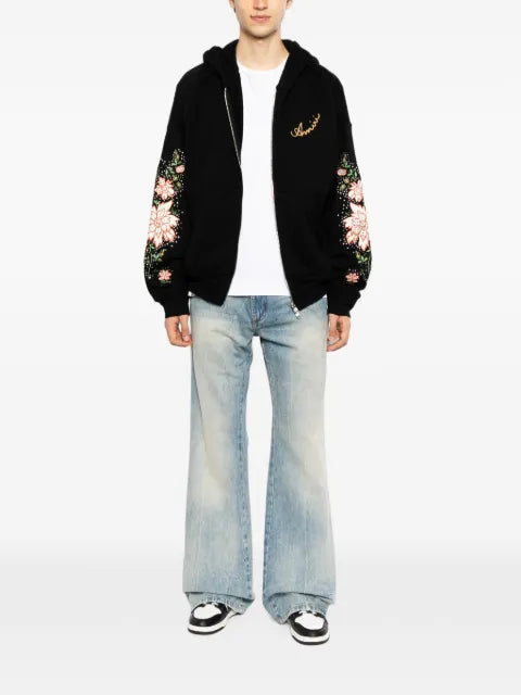 AMIRI floral-embroidered zip hoodie