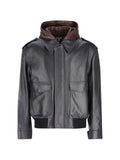 LOEWE hooded layered leather jacket