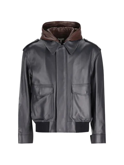 LOEWE hooded layered leather jacket