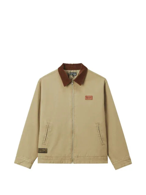 izzue corduroy-collar zip-up jacket