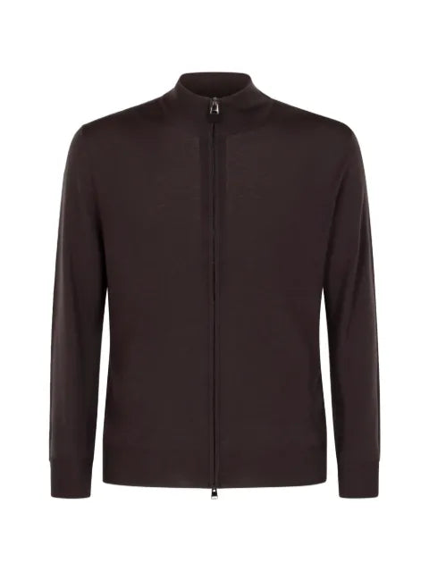 Canali zip-up knitted cardigan