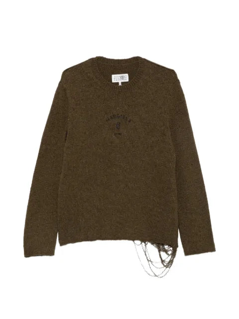 MM6 Maison Margiela logo-print distressed sweater
