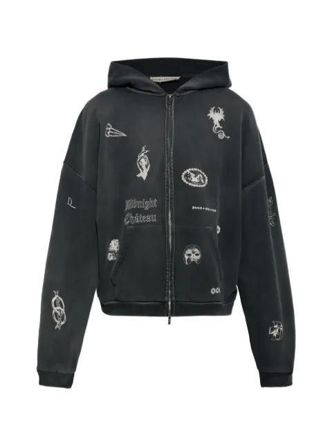 DUKE & DEXTER graphic-print zip-up hoodie