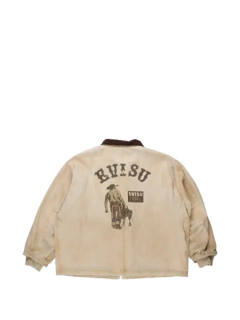 EVISU Seagull graphic-print corduroy-collar jacket