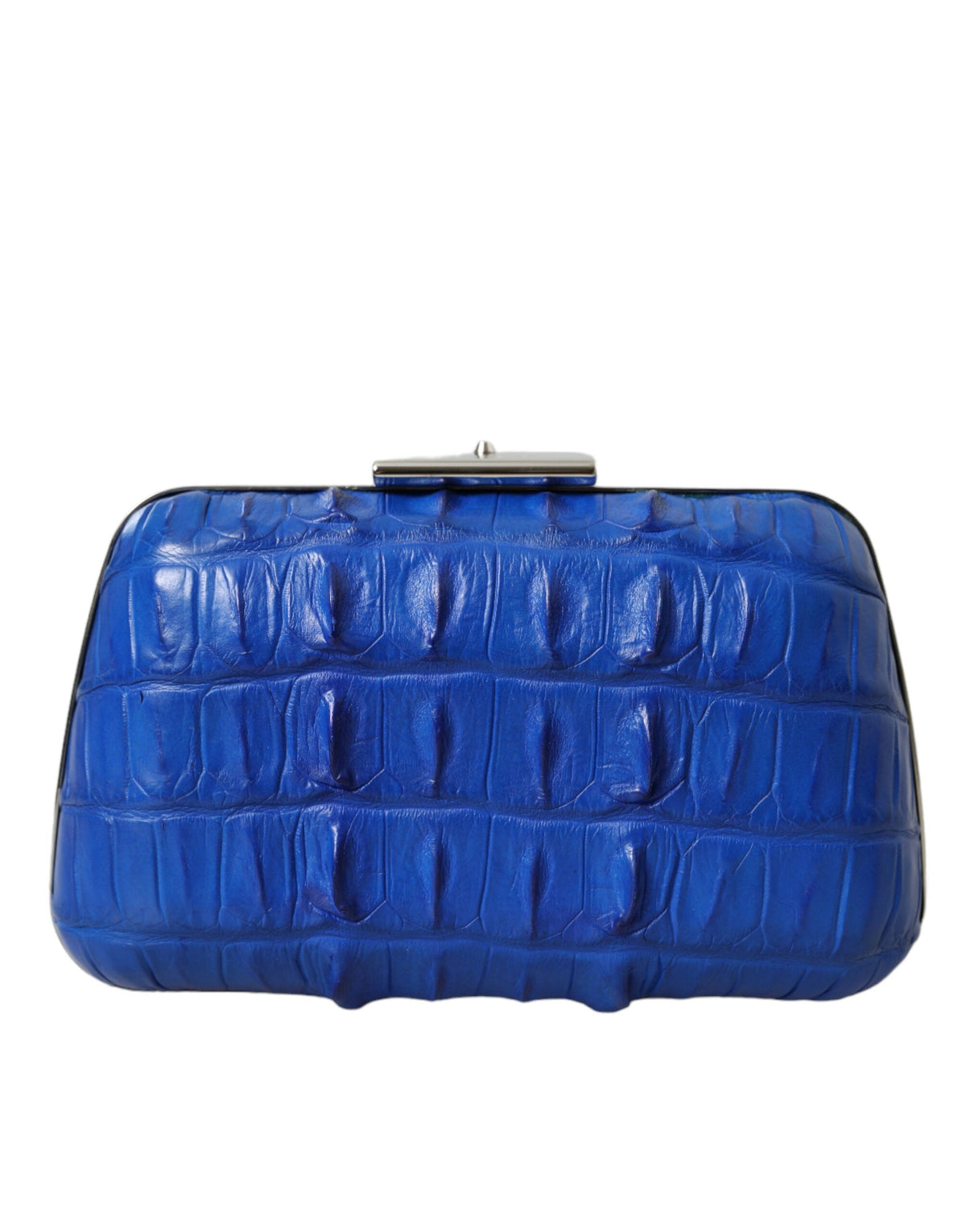 Blue Electrique Exotic Skin Shoulder Box Clutch