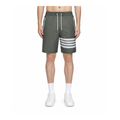 Thom Browne Style Unisex Casual Sweatpants with Signature Four-Bar Detail
