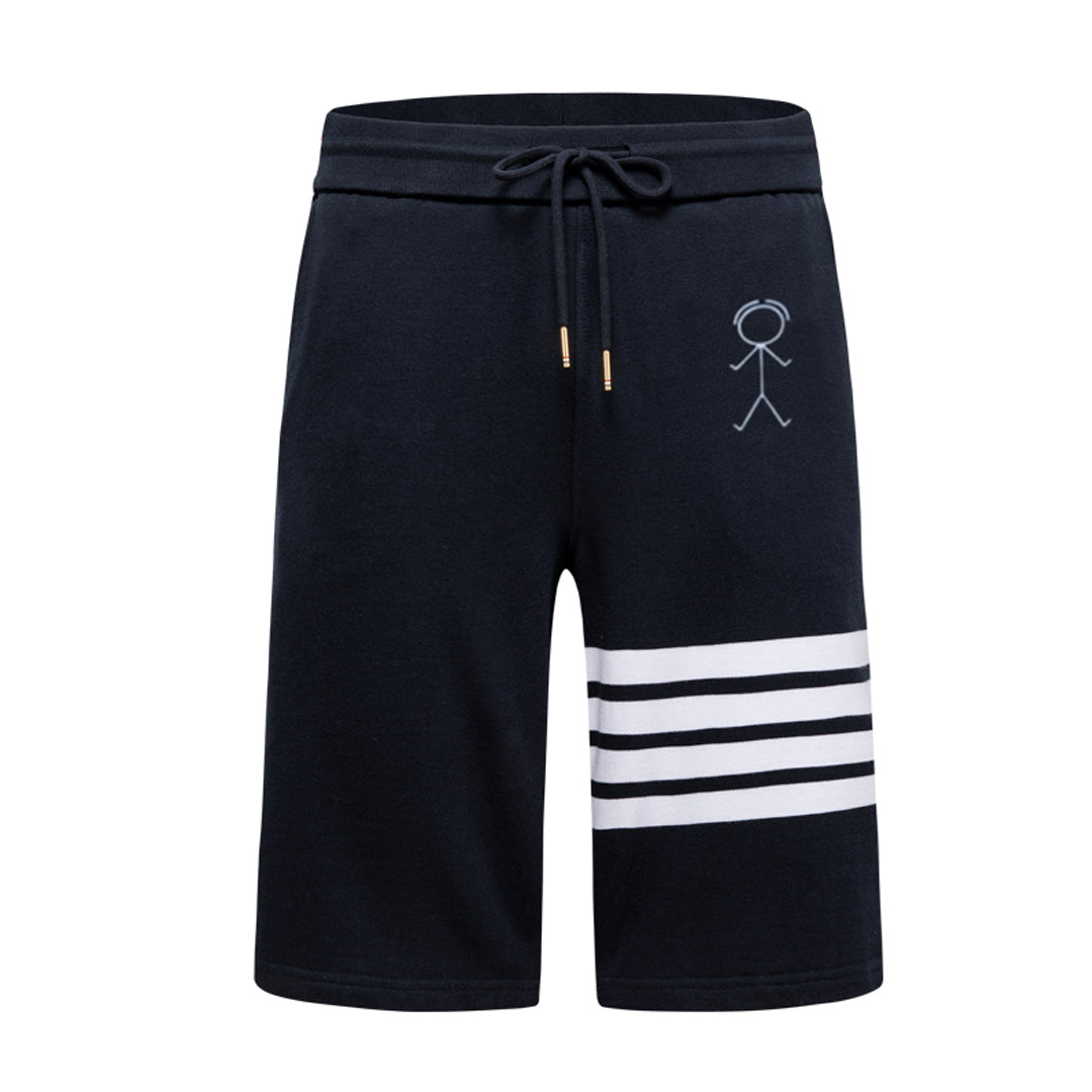 Thom Browne Style Unisex Casual Sweatpants with Signature Four-Bar Detail