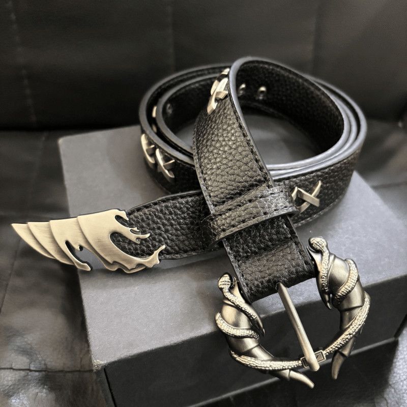 Y2K Punk Phoenix Candle Tip Belt 2.8cm Snake Metal Buckle Unisex