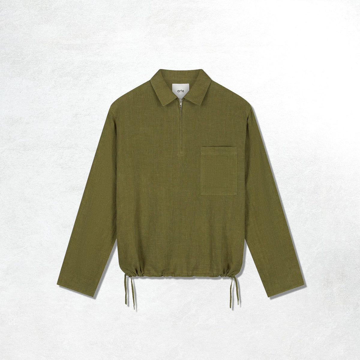 Arte Linen Quarter Zip Pullover: Green