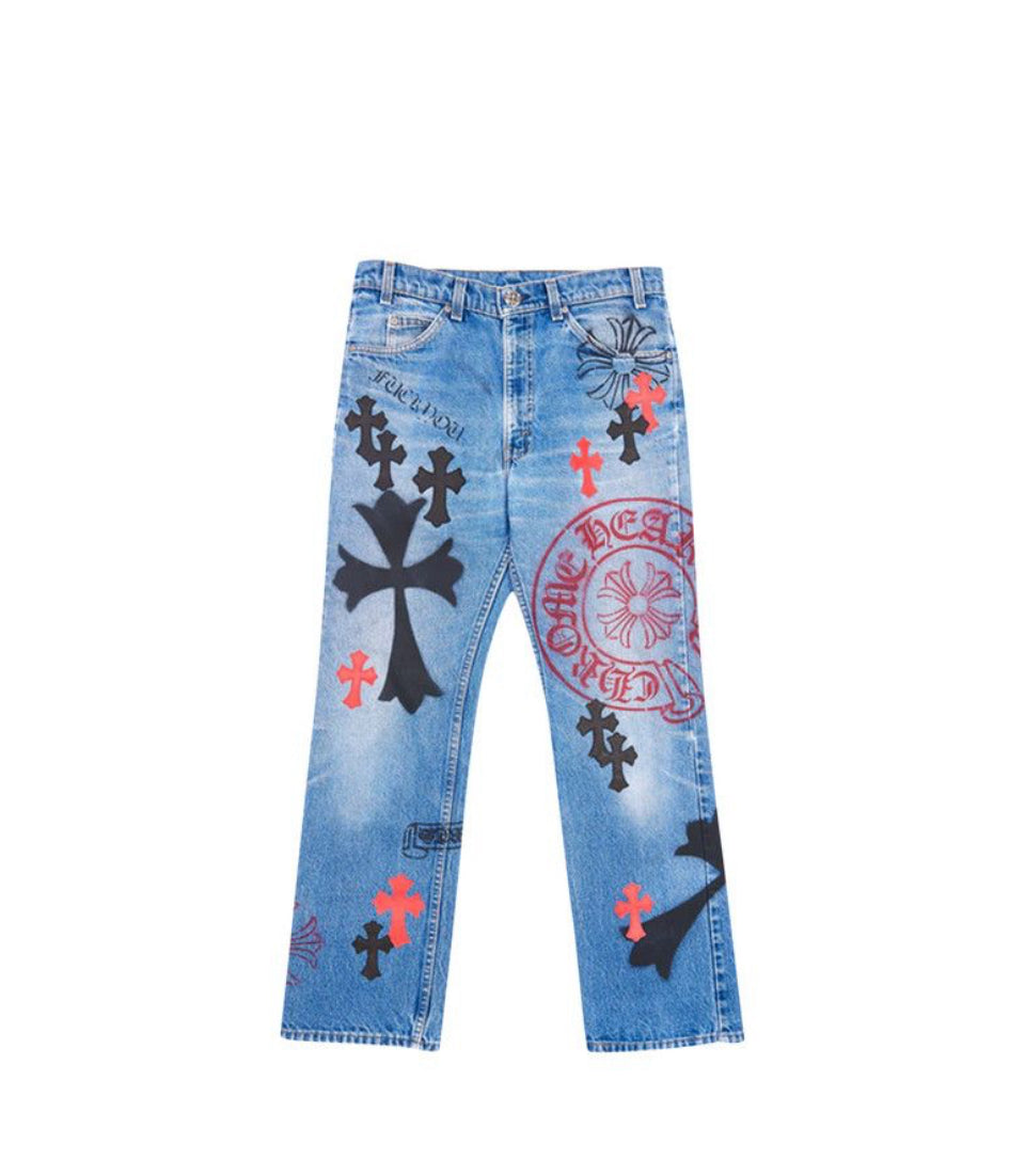 Vintage Chrome Hearts x Levi’s Stencil Cross Patch Denim Blue