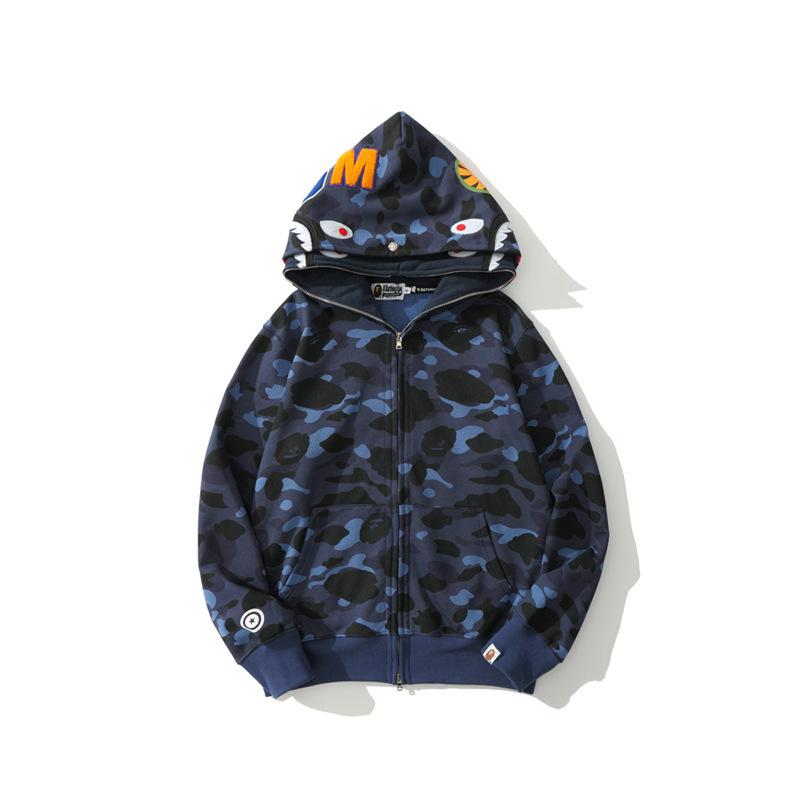 Bathing Ape Jacket Spring Fashion Brand Double Hood Camouflage Cardigan Zipper Sweater Coat for Men and Women