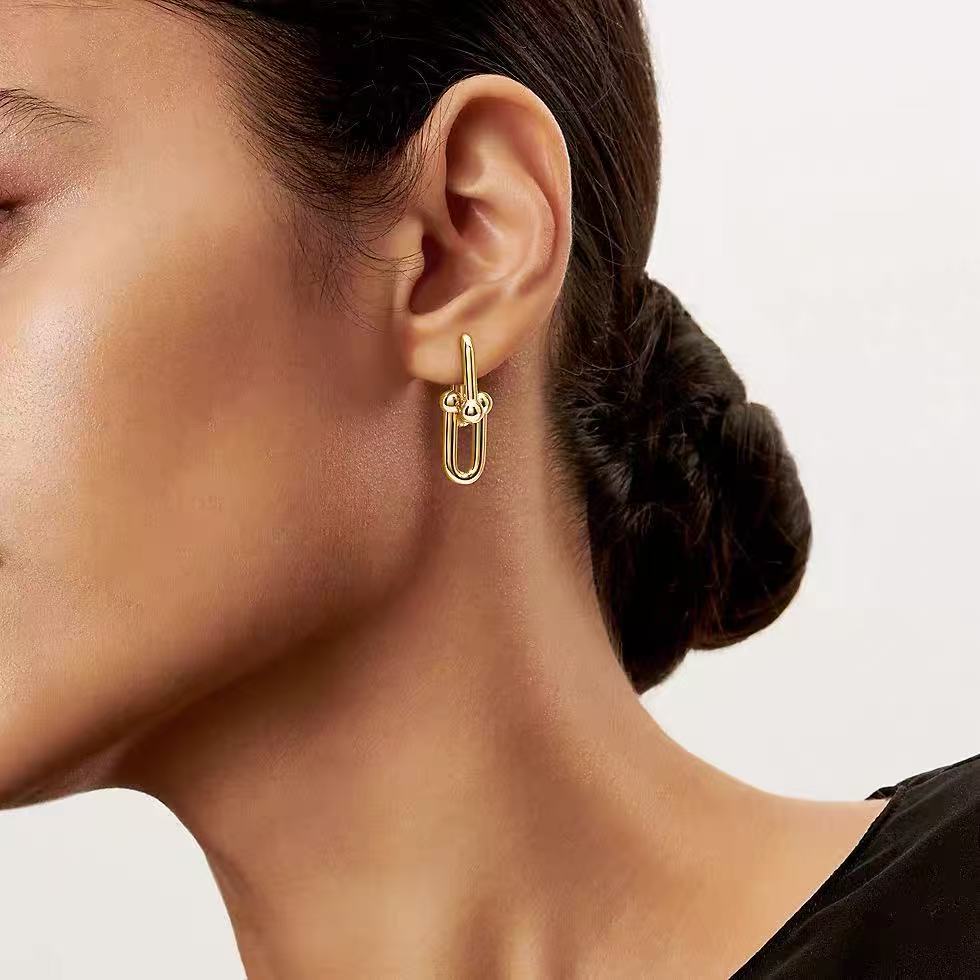 Tiffany Style Horseshoe 18K Gold-Plated Earrings