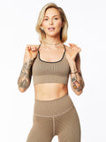 SEAMLESS CHUNKY RIB BRA CAMEL