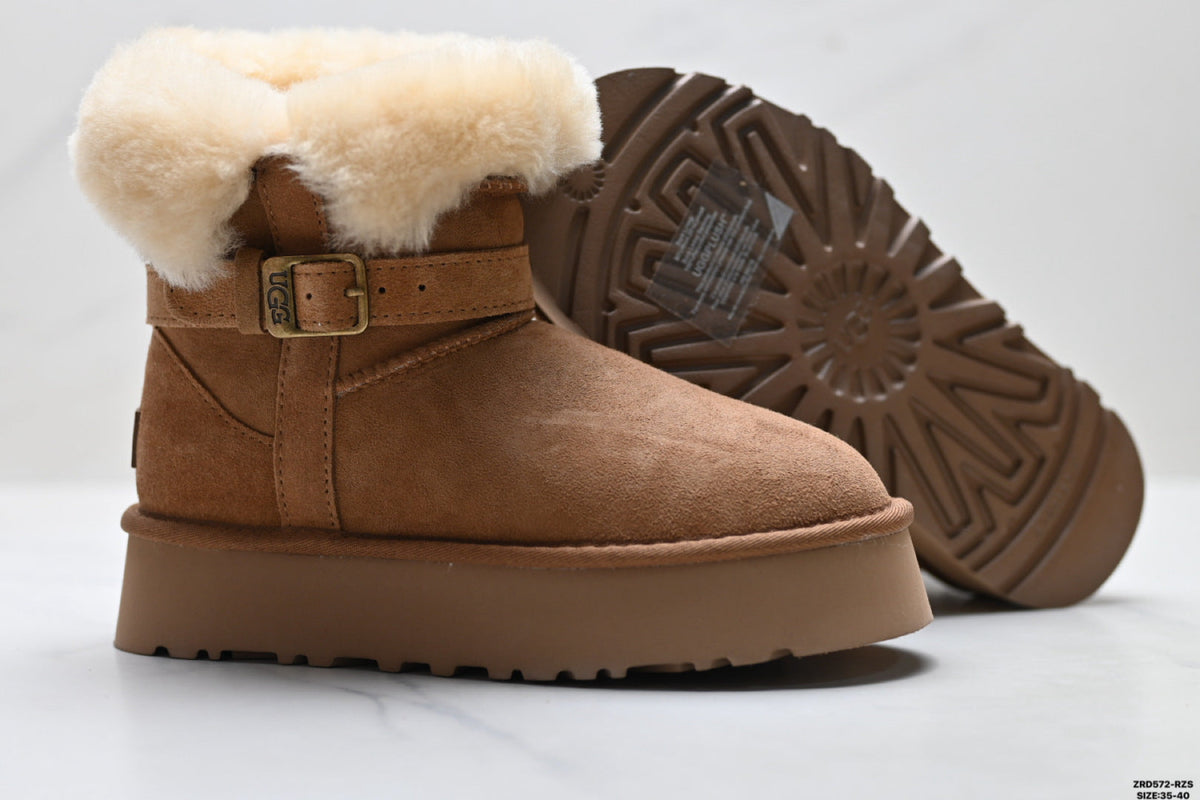 UGG Classic Mini Heritage Fluff Buckle Boots