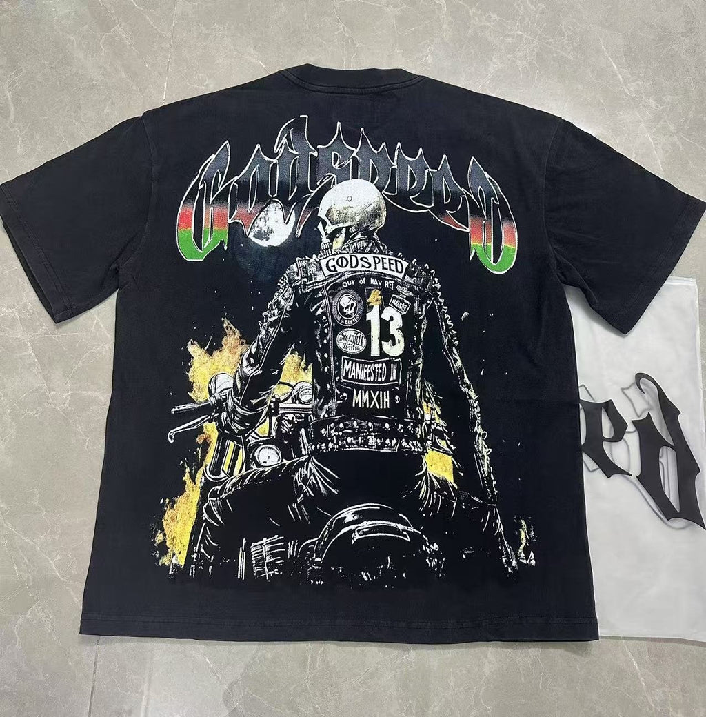Godspeed Motorcycle Graphic Washed T-Shirt