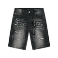 Purple Brand Distressed Paint-Splatter Denim Shorts