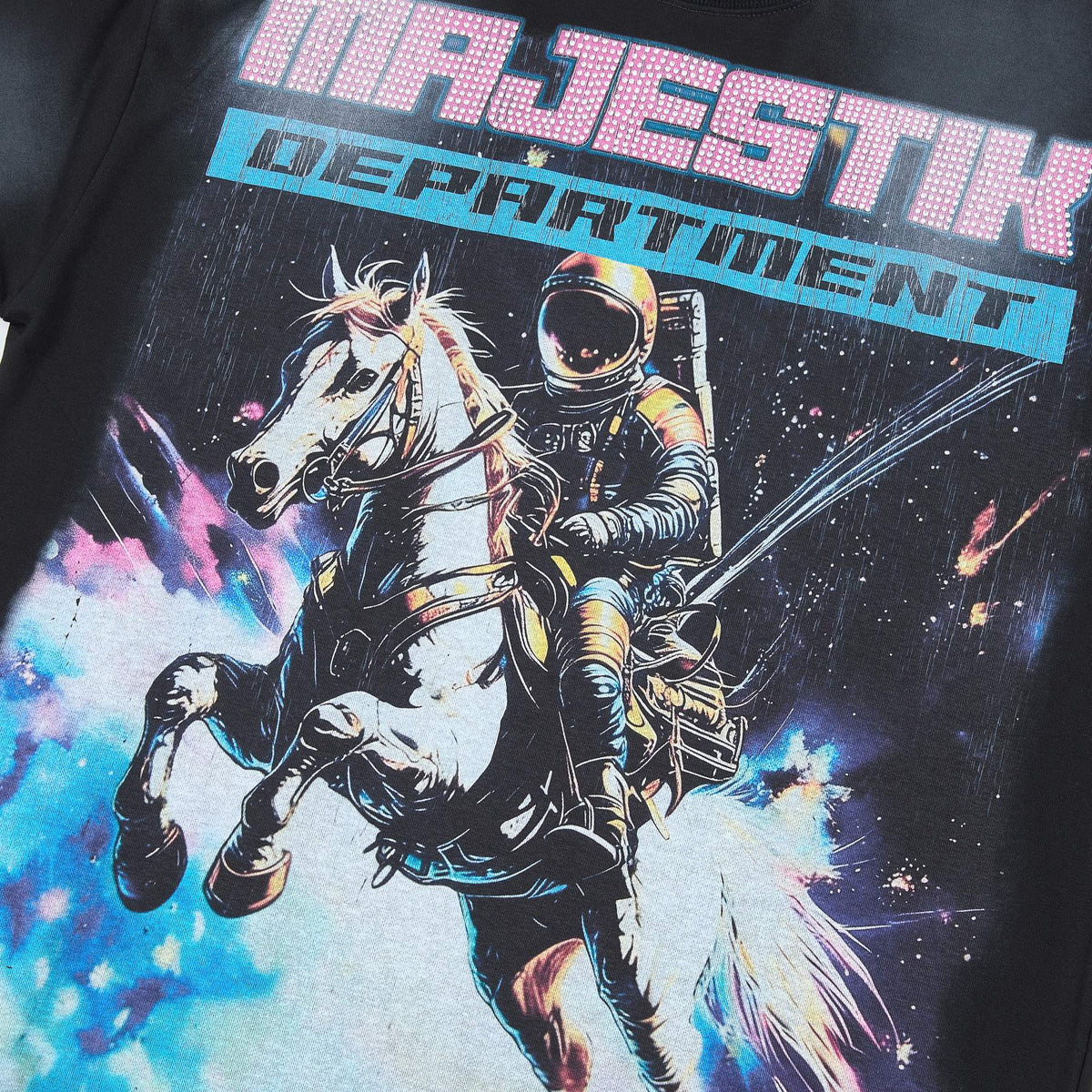MAJESTIK Astronaut Horse Graphic T-Shirt