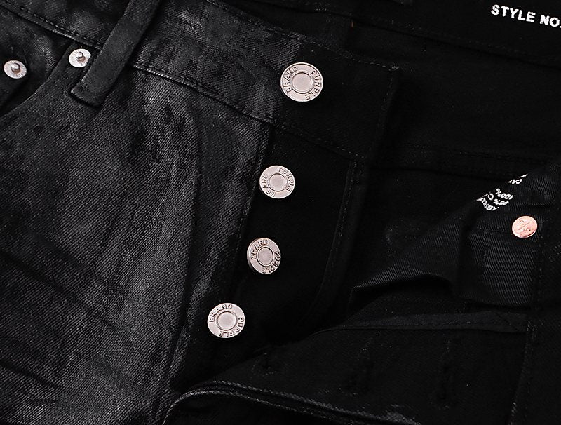 Purple Brand Black Coated Crinkle Bootcut Jeans