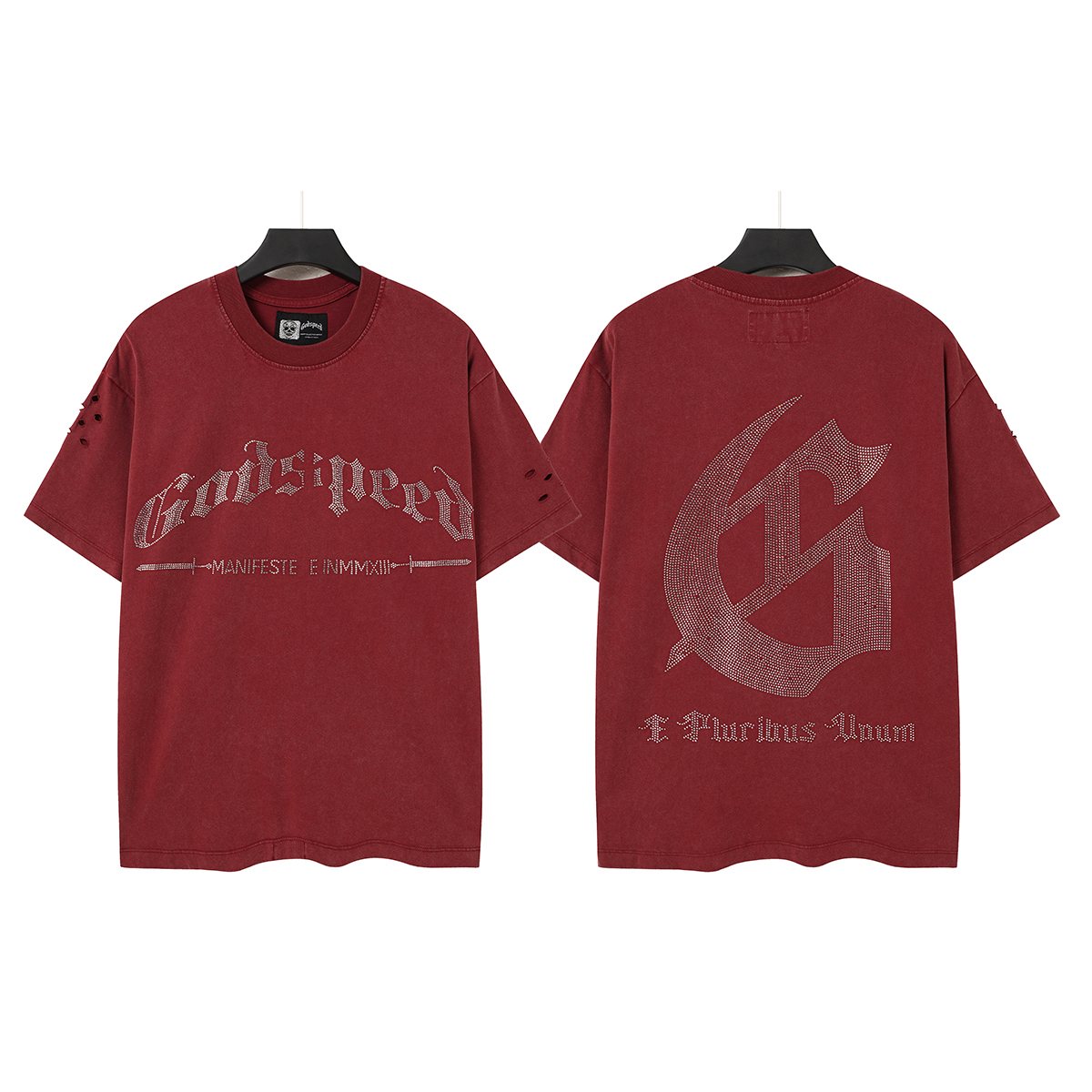Godspeed Washed Rhinestone Graphic T-Shirt